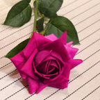 67cm Blue Glass Floor Vase and 12pcs Dark Pink Artificial Flower Set
