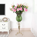 85cm Blue Glass Floor Vase and 12pcs Pink Artificial Flower Set