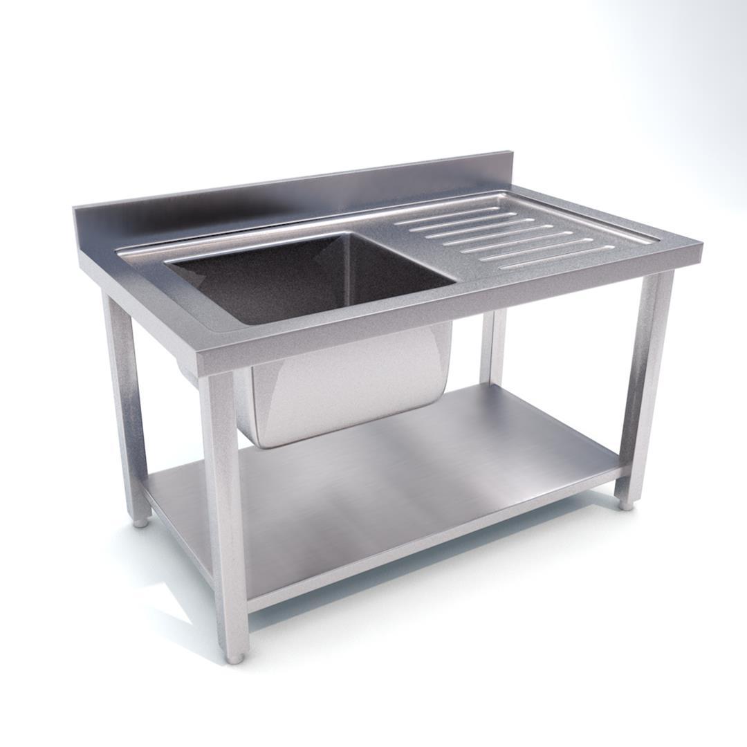 Commercial Stainless Steel Left Single Sink Work Bench 120*70*85cm