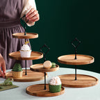 15cm 2 Tier  Brown Round Wooden Acacia board