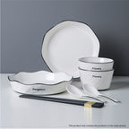 Diamond Pattern Ceramic Dinnerware Set of 4