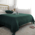 Green Diamond Pattern Knitted Throw Blanket