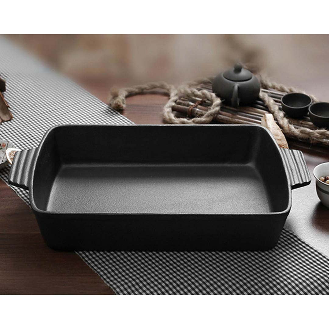33cm Cast Iron Baking Roasting Dish Pan