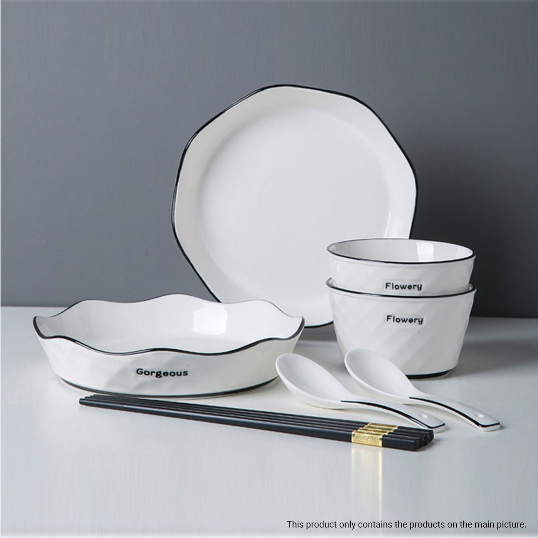 Diamond Pattern Ceramic Dinnerware Set of 22