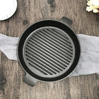 SOGA 25cm Round Ribbed Cast Iron with Handle