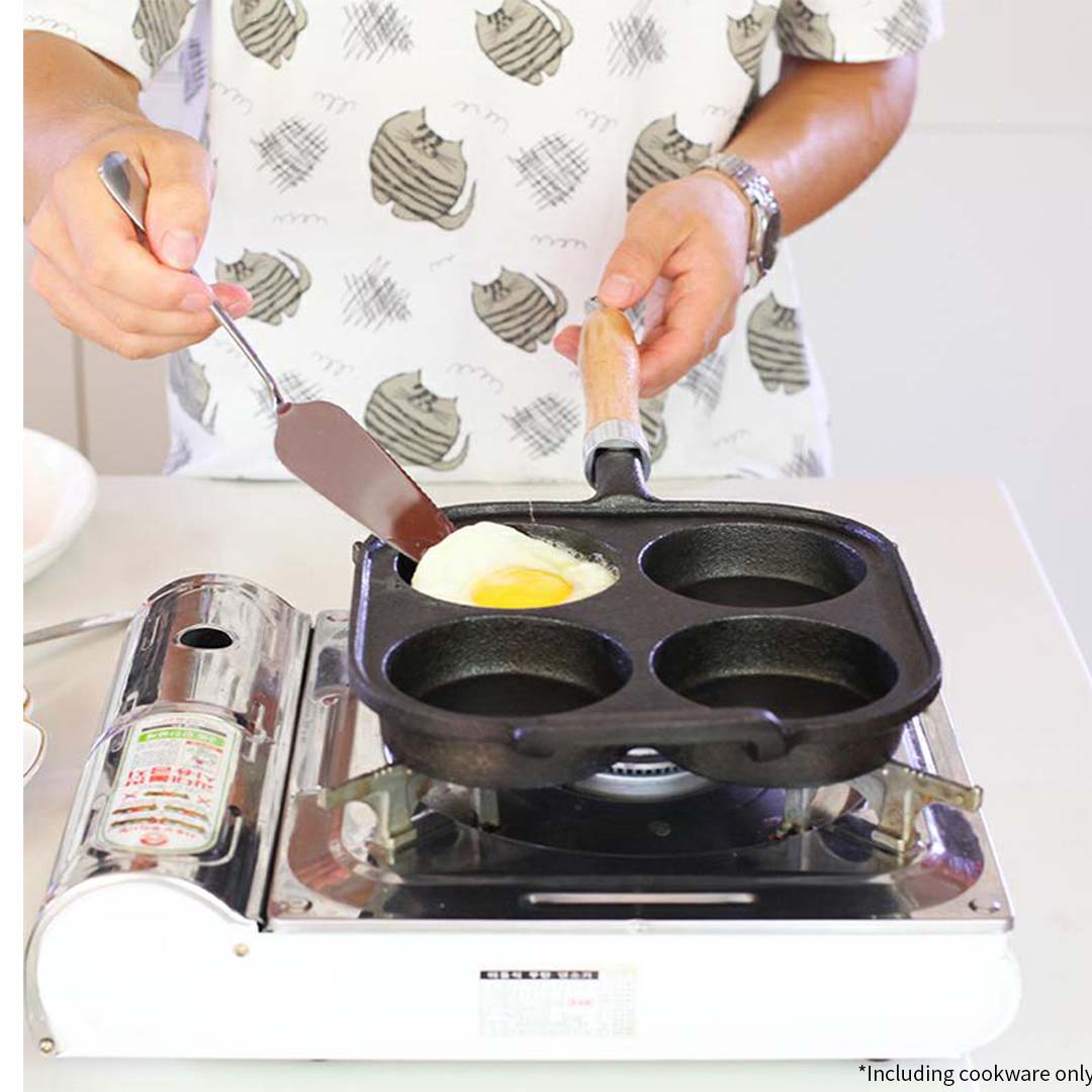 4 Mold Cast Iron Pancake Omelette Fry Pan
