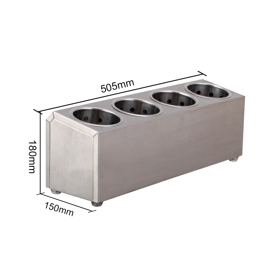 18/10 Stainless Steel Commercial Cutlery Holder with 4 Holes
