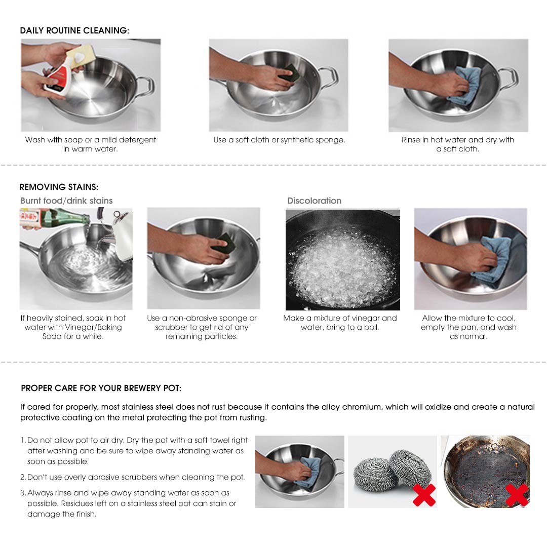SOGA Stainless Steel 130L Brewery Pot No Lid 55*55cm