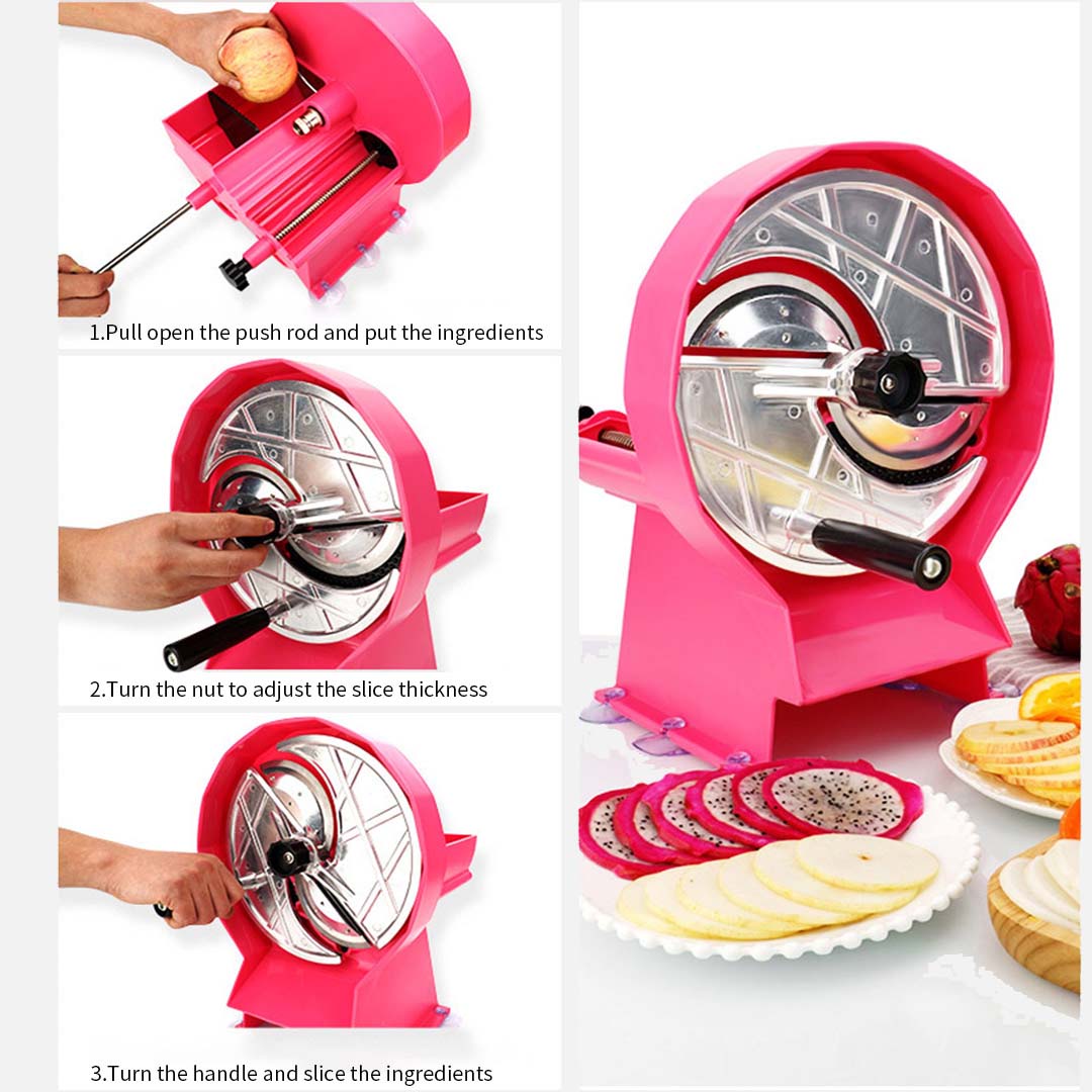 Commercial Manual Vegetable Fruit Slicer Pink