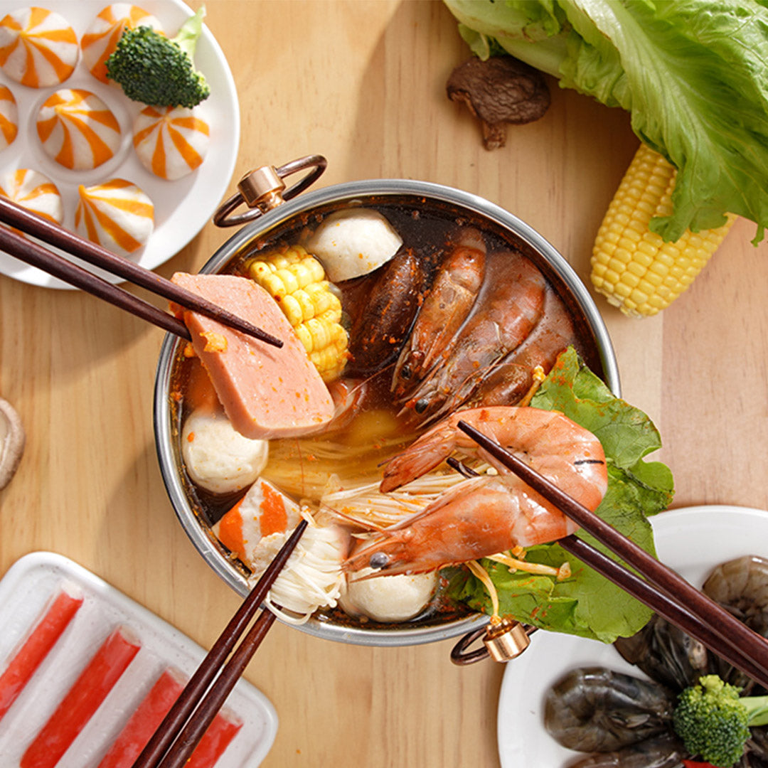 Stainless Steel Single Asian Hot Pot with Lid