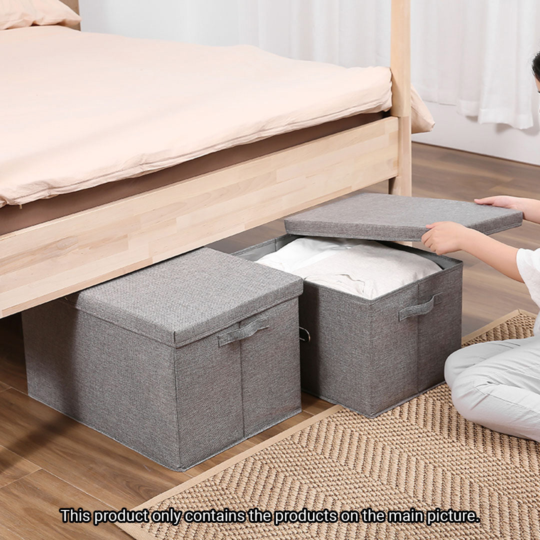 Grey Small Foldable Canvas Storage Box
