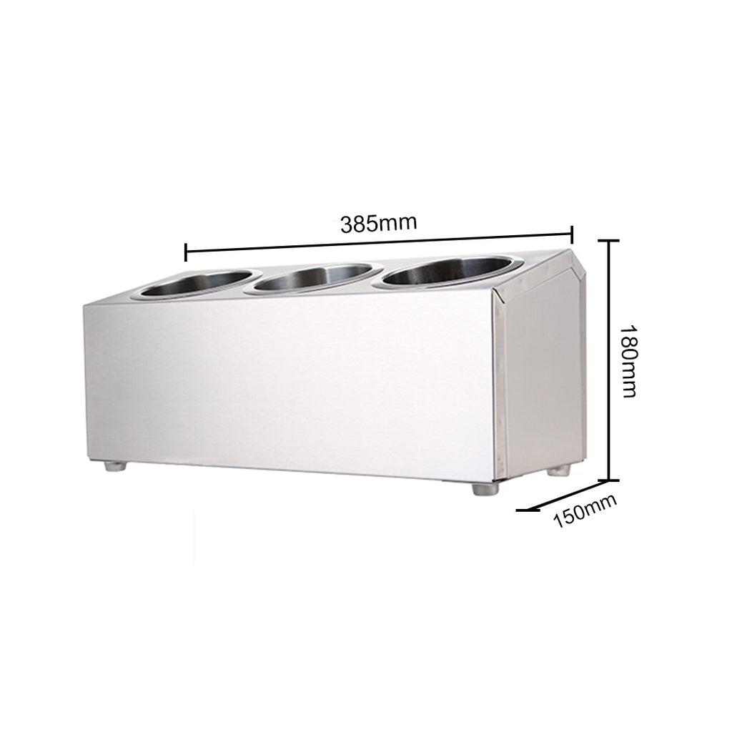 18/10 Stainless Steel Commercial Cutlery Holder with 3 Holes