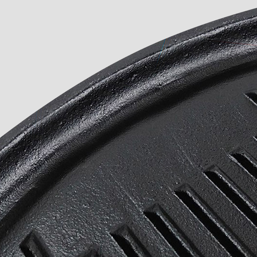 SOGA 43cm Round Ribbed Cast Iron Frying Pan with Handle