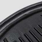 SOGA 43cm Round Ribbed Cast Iron Frying Pan with Handle