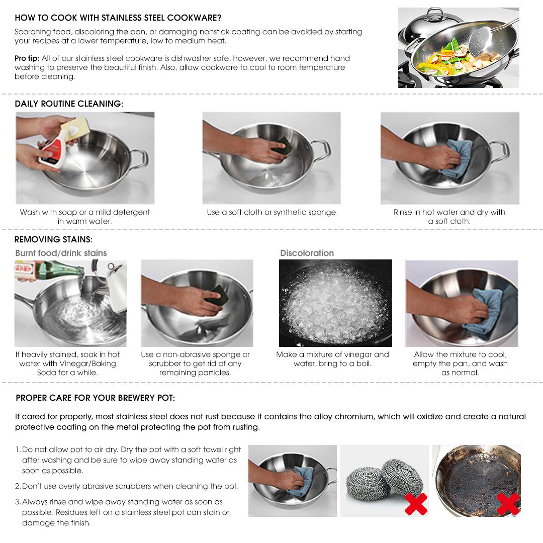 33L Stainless Steel Stock Pot with One Steamer Rack
