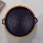 SOGA 35cm Round Ribbed Cast Iron with Handle