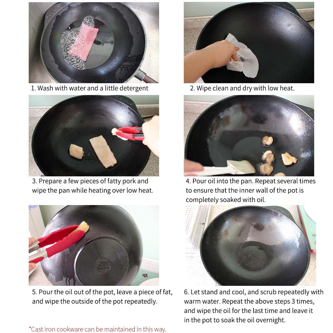35cm Cast Iron Frying Pan With Wooden Handle