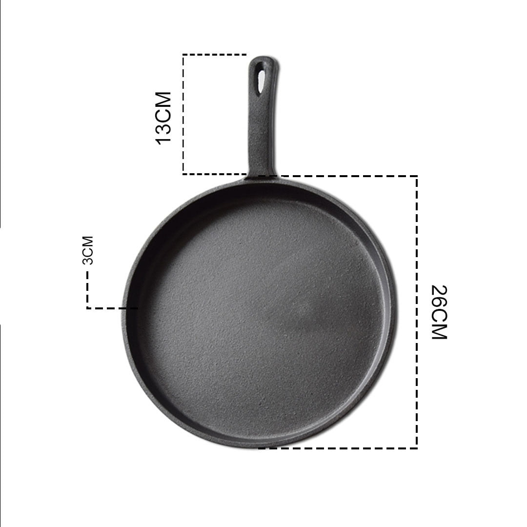 26cm Round Cast Iron Frying Pan