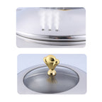 Stainless Steel Gold Accents Round Chafing Dish with Glass Top Lid