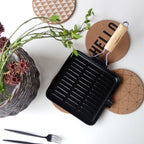 SOGA 28cm Ribbed Cast Iron Square Steak Frying Pan