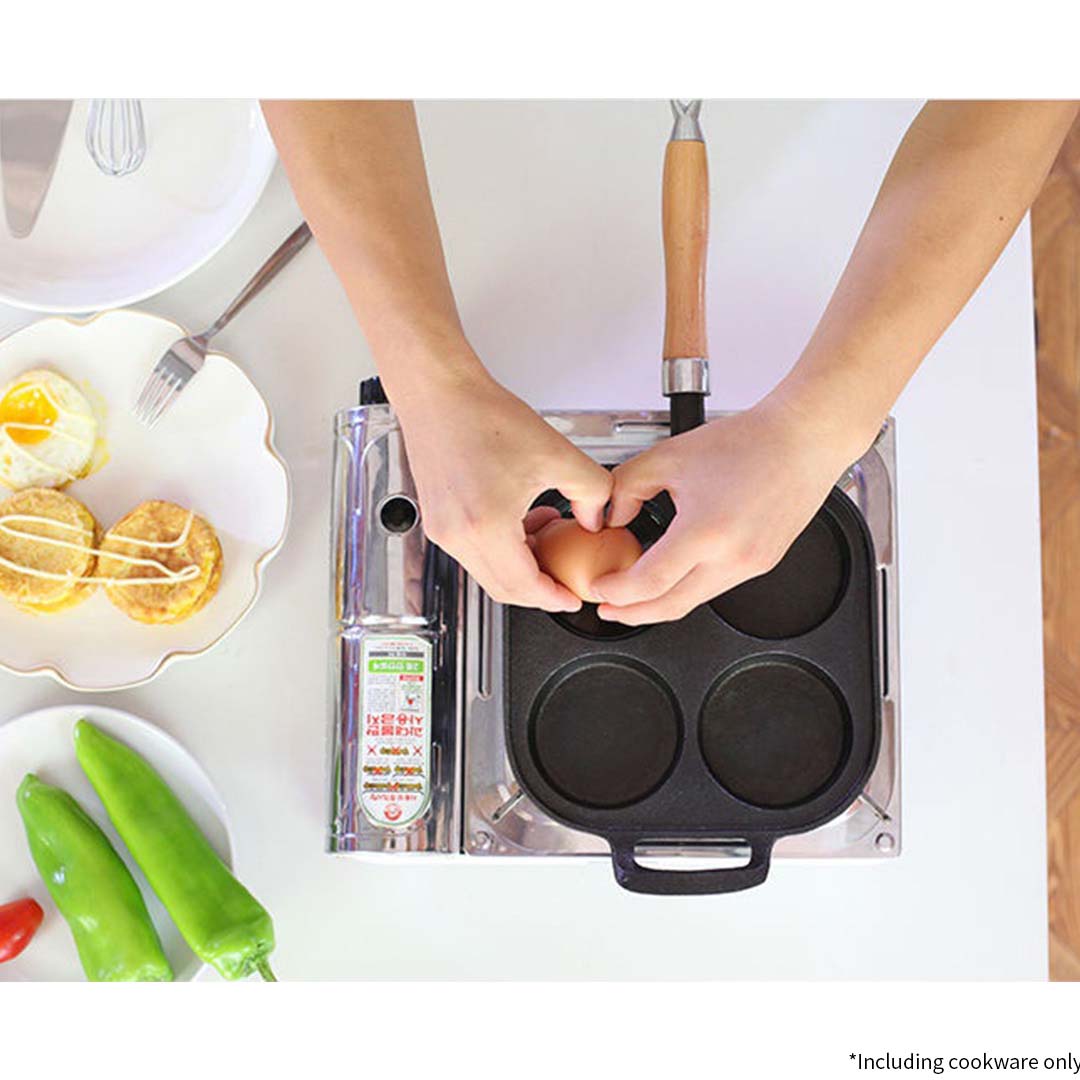 4 Mold Cast Iron Pancake Omelette Fry Pan