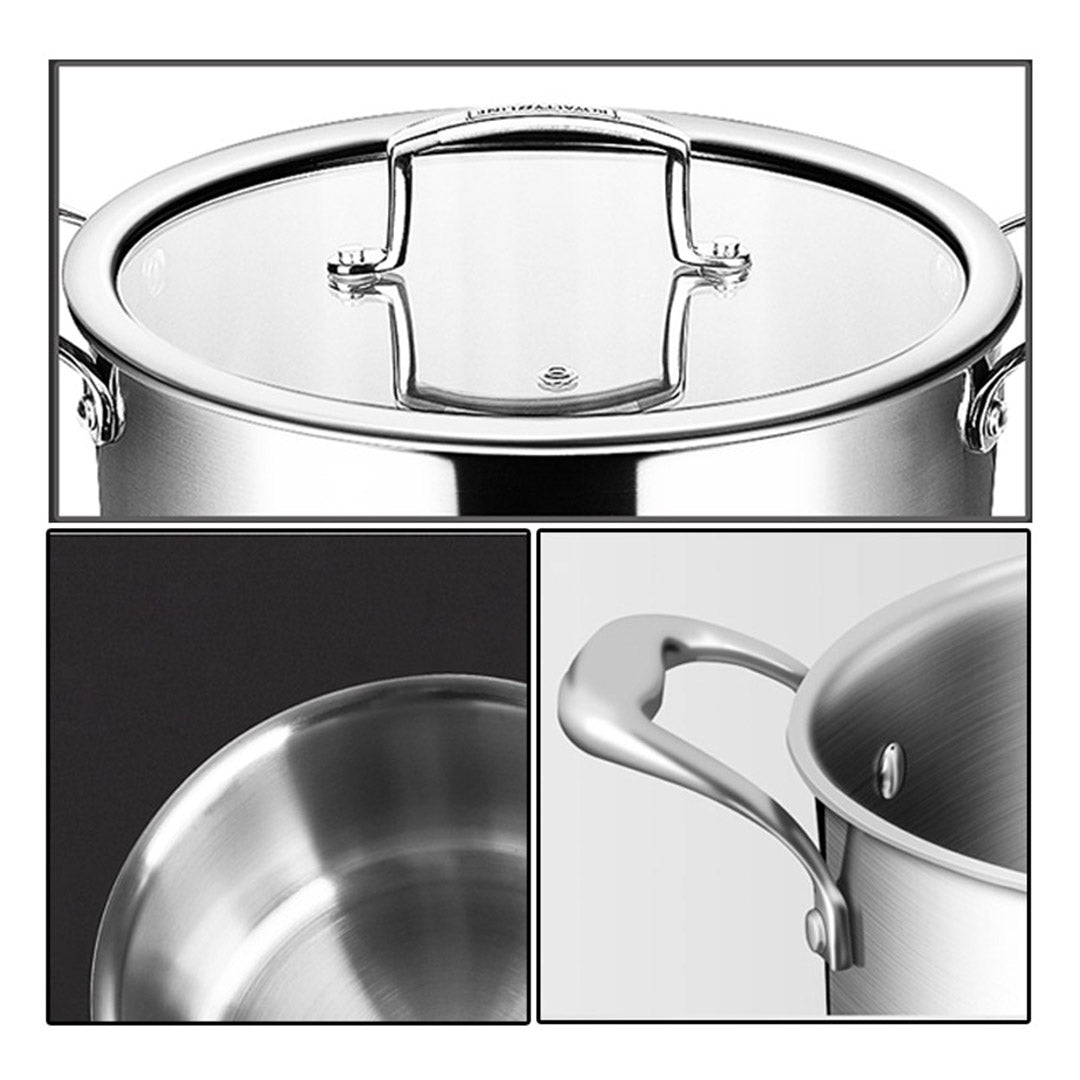 24cm Stainless Steel Soup Pot with Glass Lid