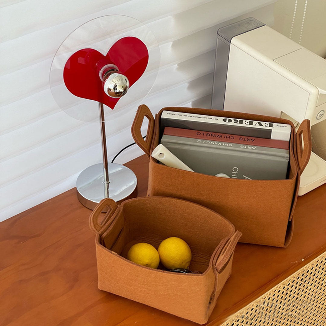 Large Coffee Felt Storage Box