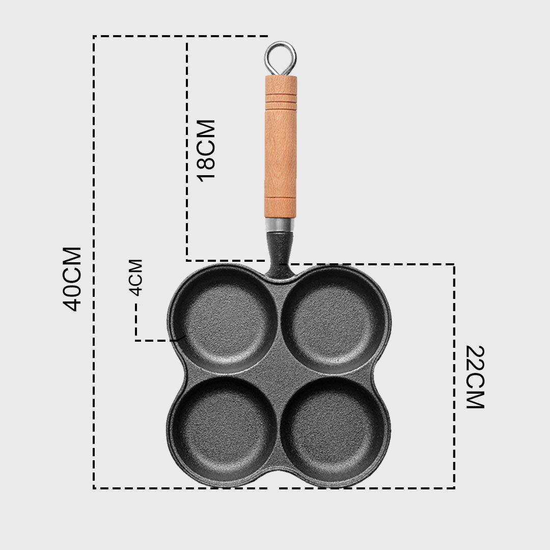4 Mold Multi-Portion Cast Iron Fry Pan