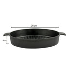 SOGA 26cm Round Ribbed Cast Iron with Handle