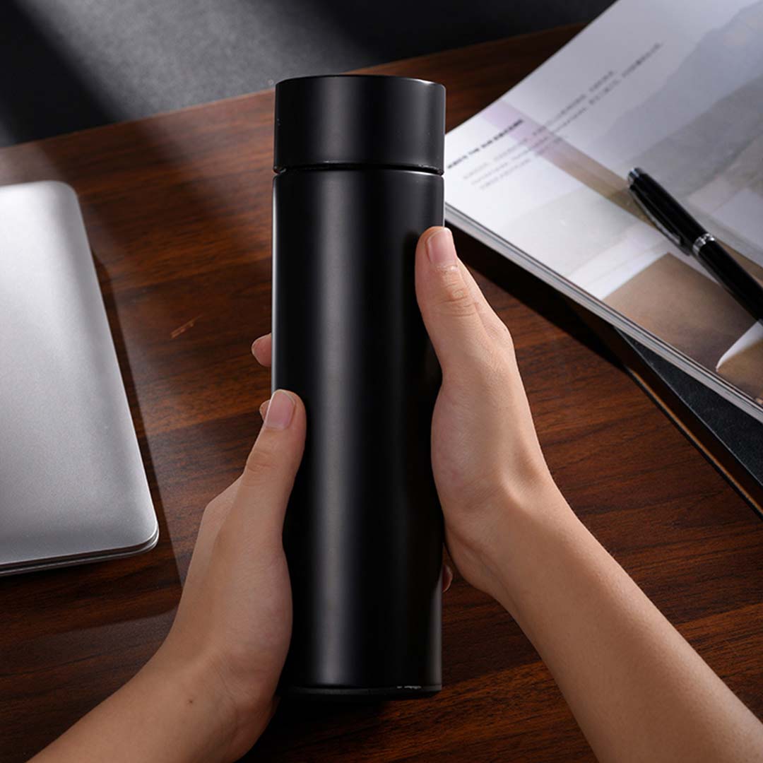 500ML Smart Thermometer Bottle Vacuum Flask Black