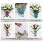 67cm Purple Glass Floor Vase and 12pcs White Artificial Fake Flower Set