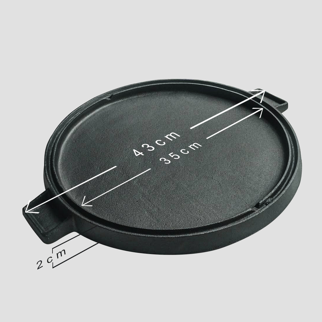 SOGA 43cm Round Ribbed Cast Iron Frying Pan with Handle