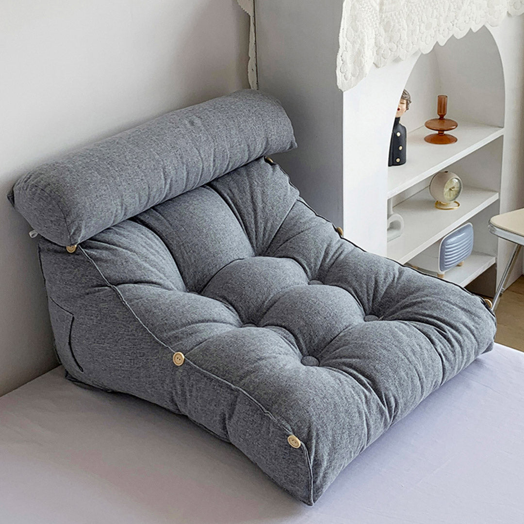 60cm Silver Wedge Lumbar Pillow