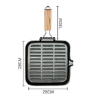 SOGA 28cm Ribbed Cast Iron Square Steak Frying Pan