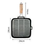 SOGA 28cm Ribbed Cast Iron Square Steak Frying Pan