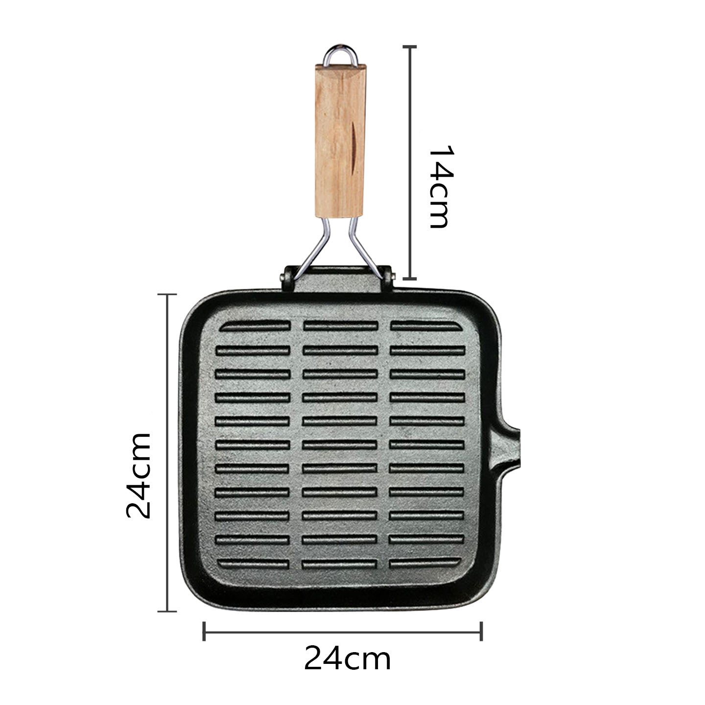SOGA 28cm Ribbed Cast Iron Square Steak Frying Pan