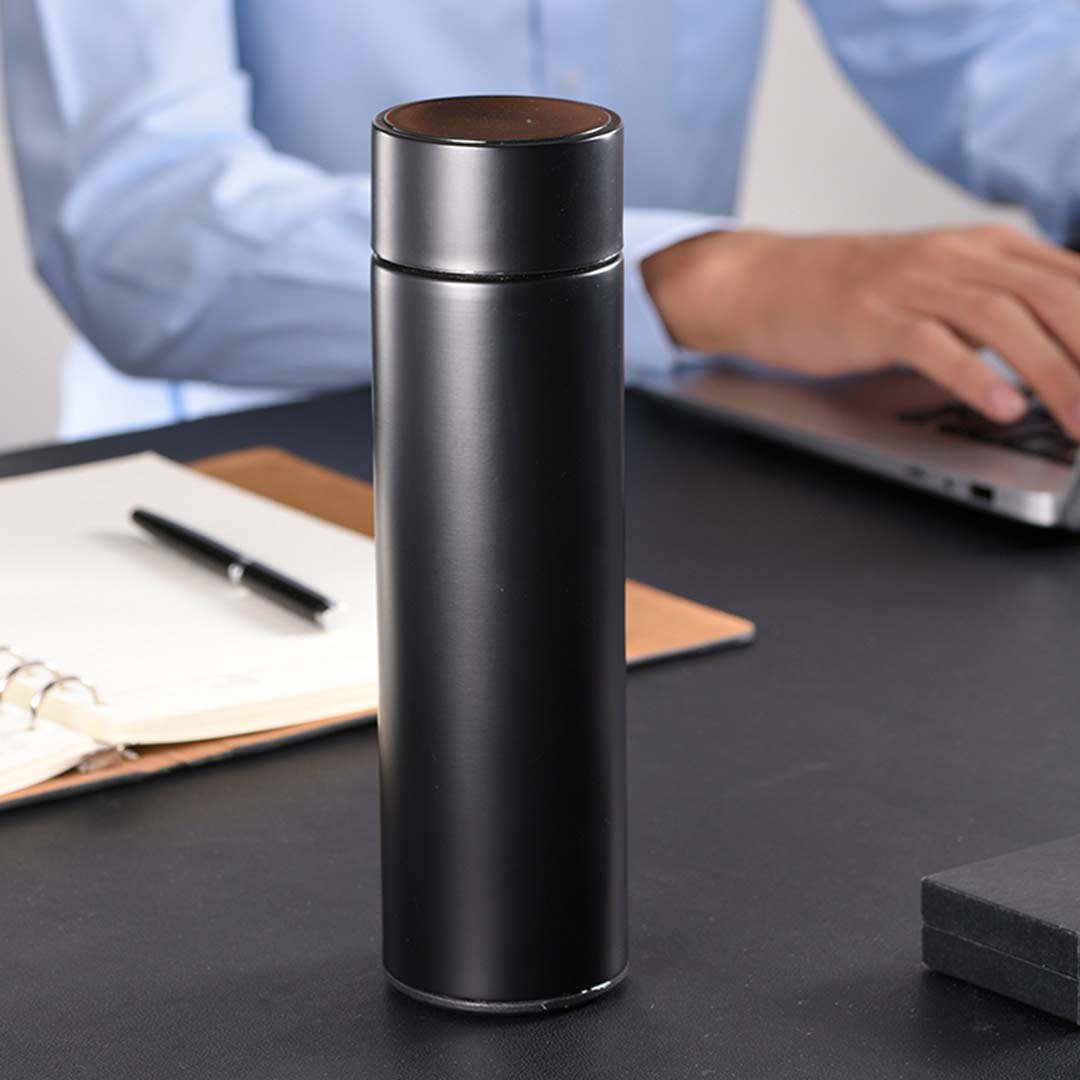 500ML Smart Thermometer Bottle Vacuum Flask Black