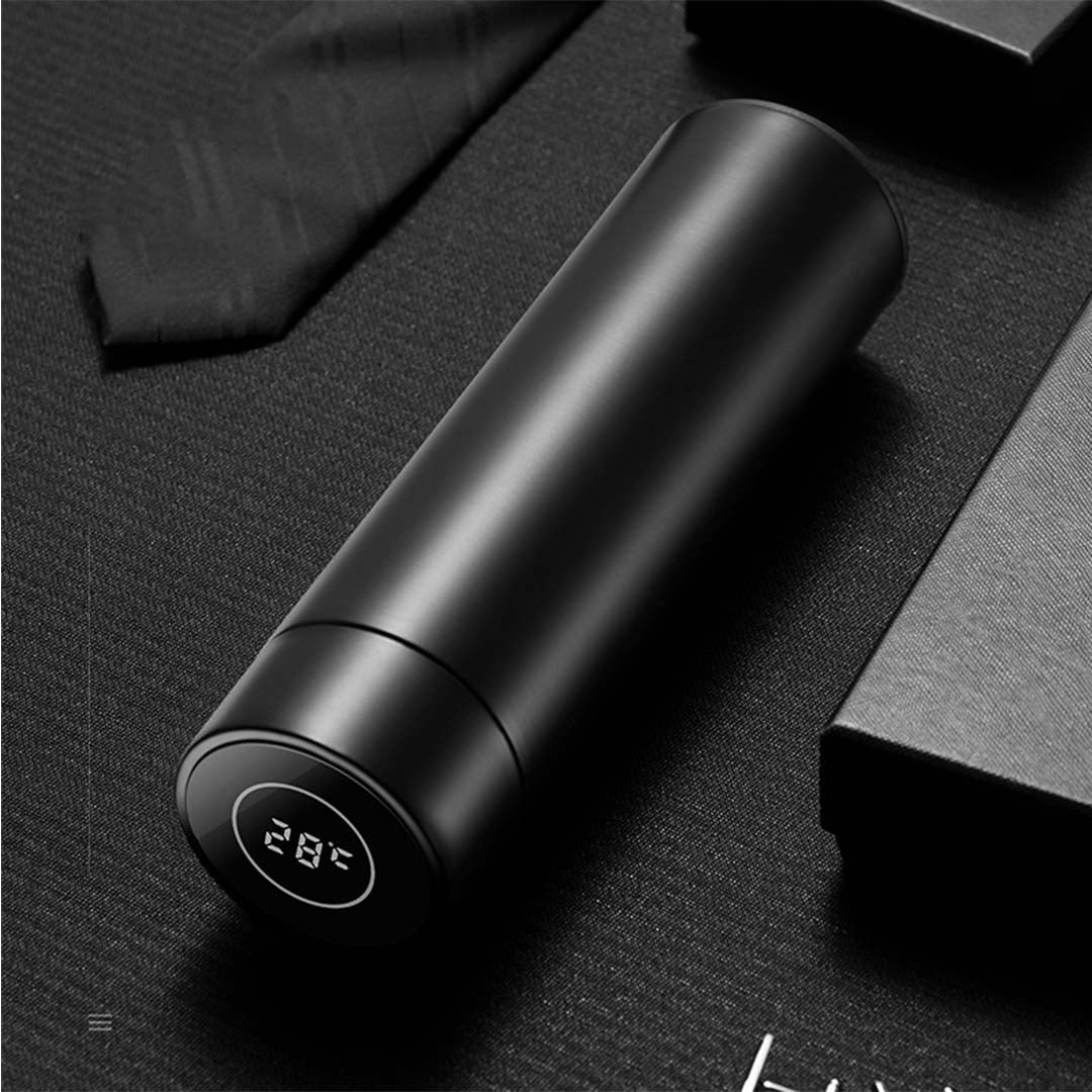 500ML Smart Thermometer Bottle Vacuum Flask Black