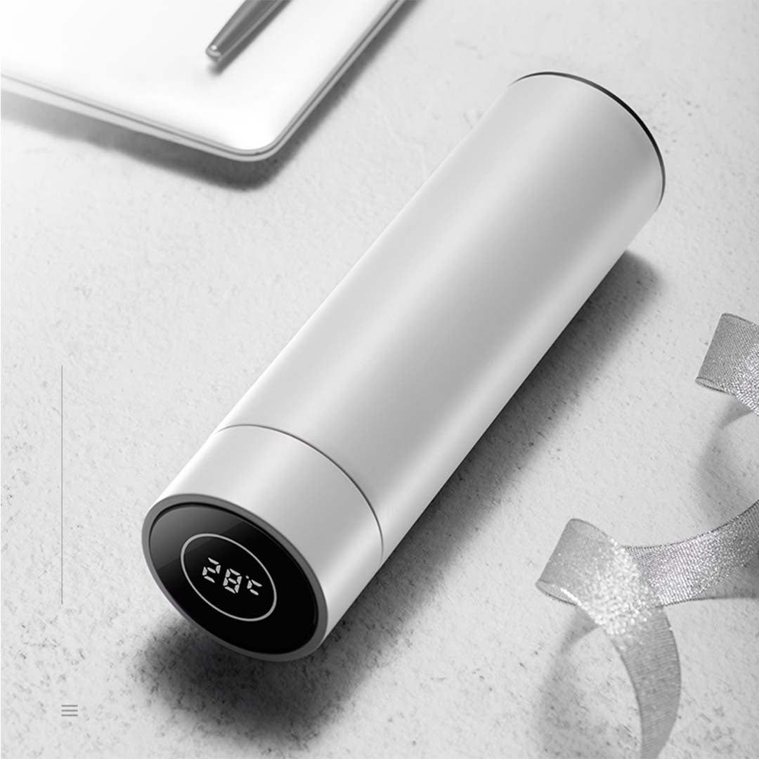 500ML Smart Thermometer Bottle Vacuum Flask  White