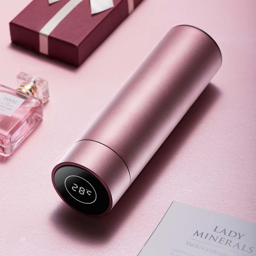500ML Smart Thermometer Bottle Vacuum Flask  Rose Gold