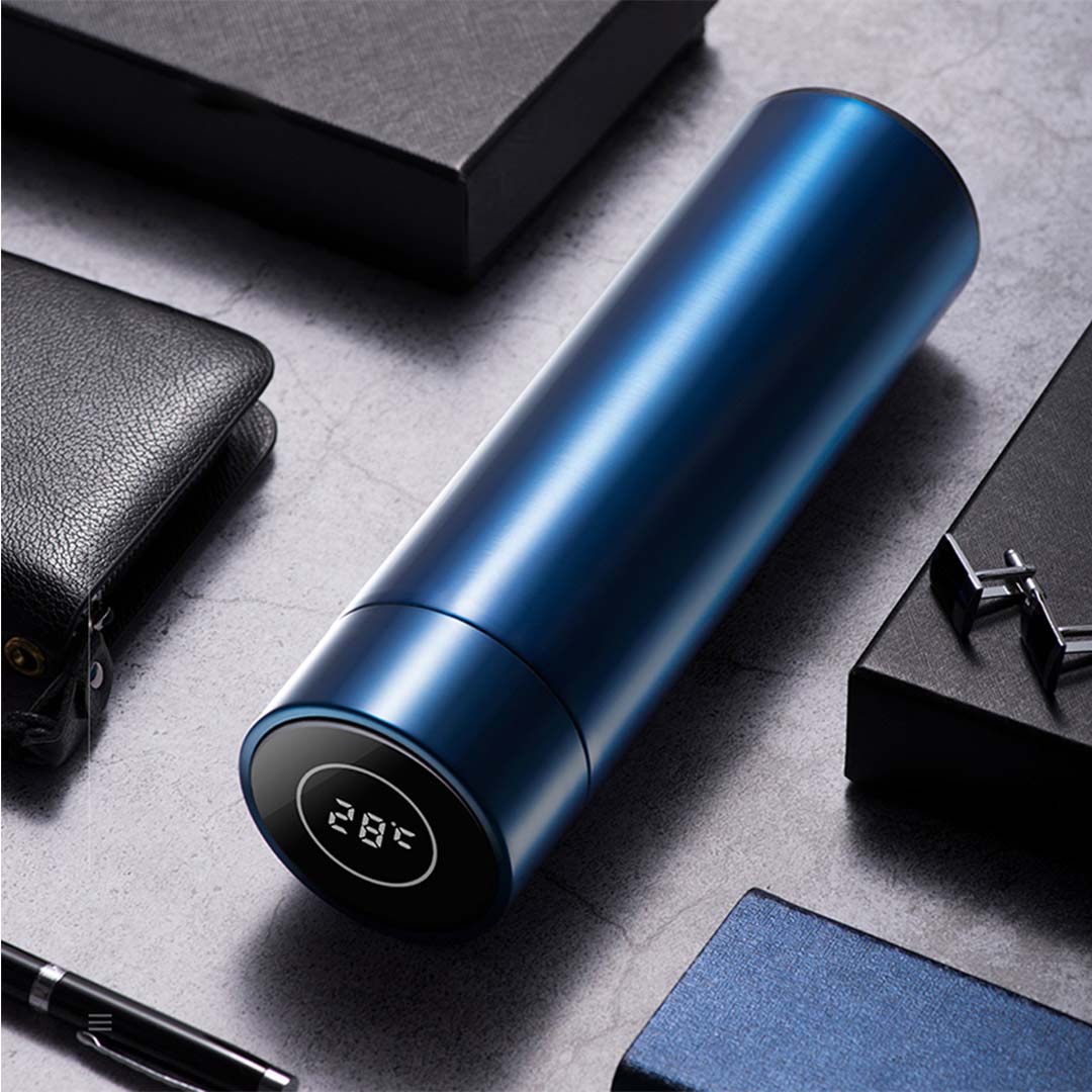 500ML Smart Thermometer Bottle Vacuum Flask Blue