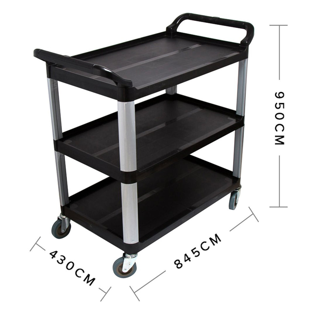 3 Tier Utility Cart Black 83.5x43x95cm Small