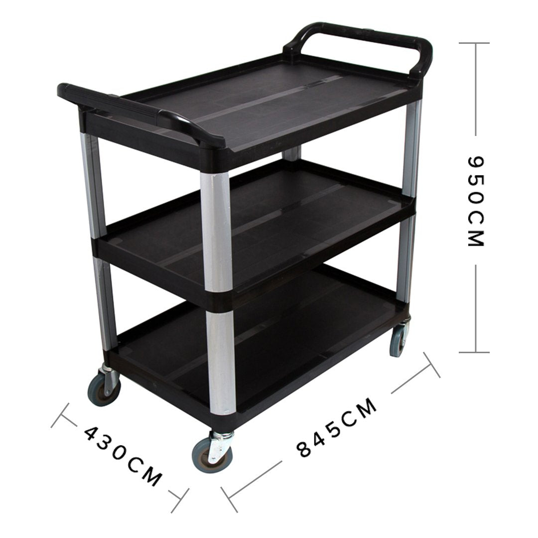 3 Tier Utility Cart Black 83.5x43x95cm Small
