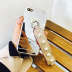 Luxury Fashionable Durable Mirror Back iPhone Case Pearl Strap