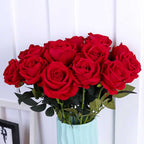 10pcs Artificial Silk Flower Rose Bouquet Red
