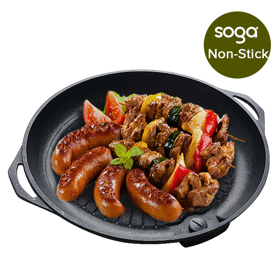 Portable BBQ Butane Gas Stove Non-Stick Grill Round Plate