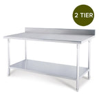 Commercial Kitchen Stainless Steel Bench Table with Back-splash 150*70*85cm