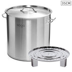 33L Stainless Steel Stock Pot with One Steamer Rack
